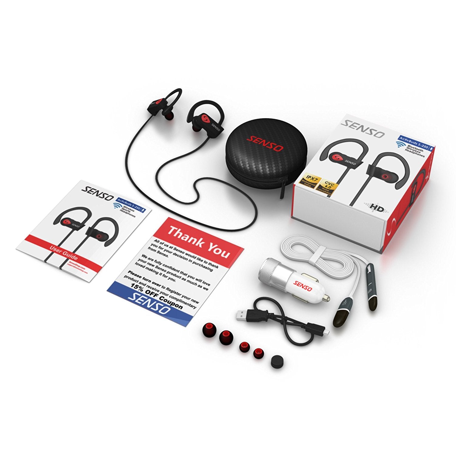 SENSO Bluetooth Sports Headphones With IPX7 Waterproofing - zustdeals