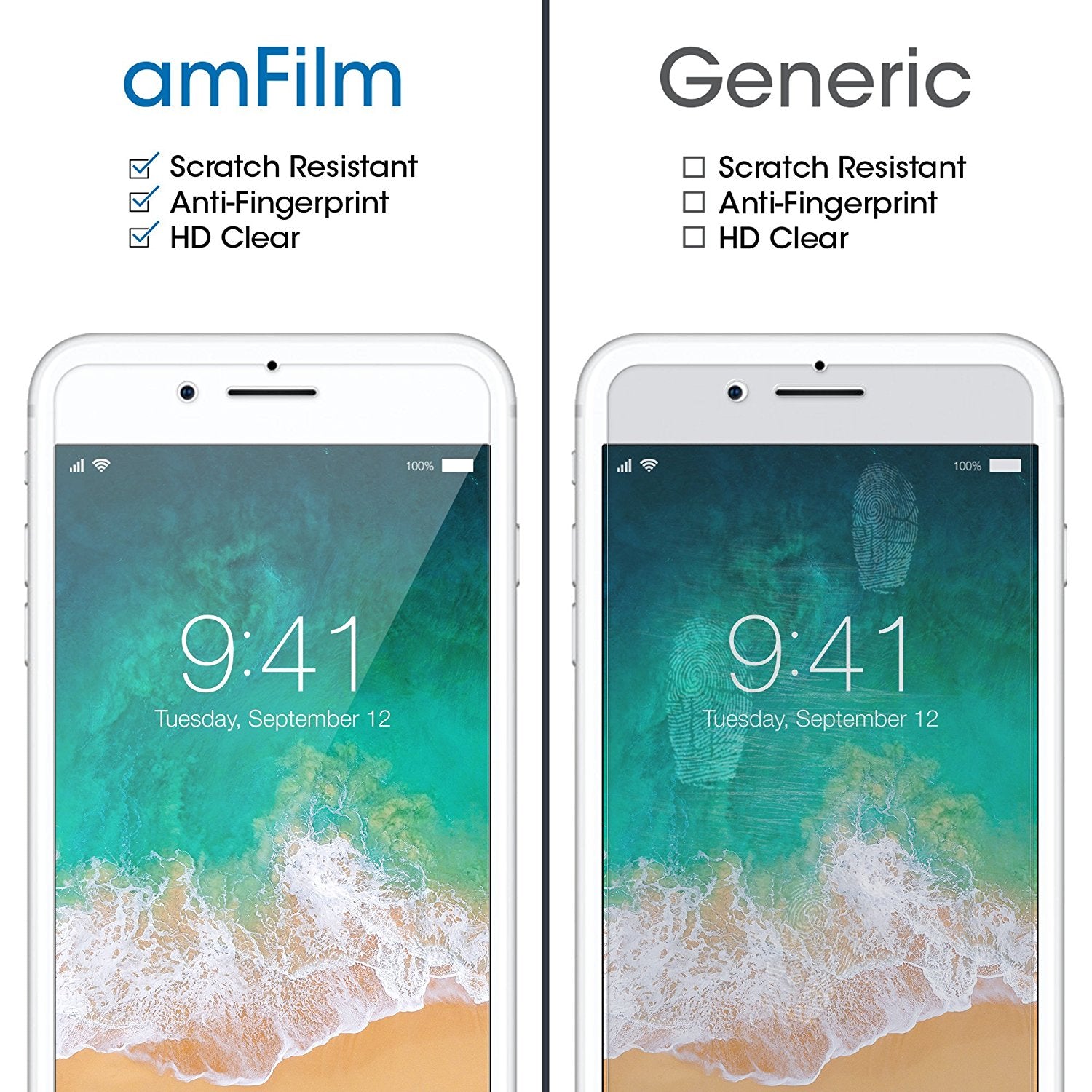 amFilm Tempered Glass Screen Protector for Apple iPhone 8, 7, 6, 6S - zustdeals